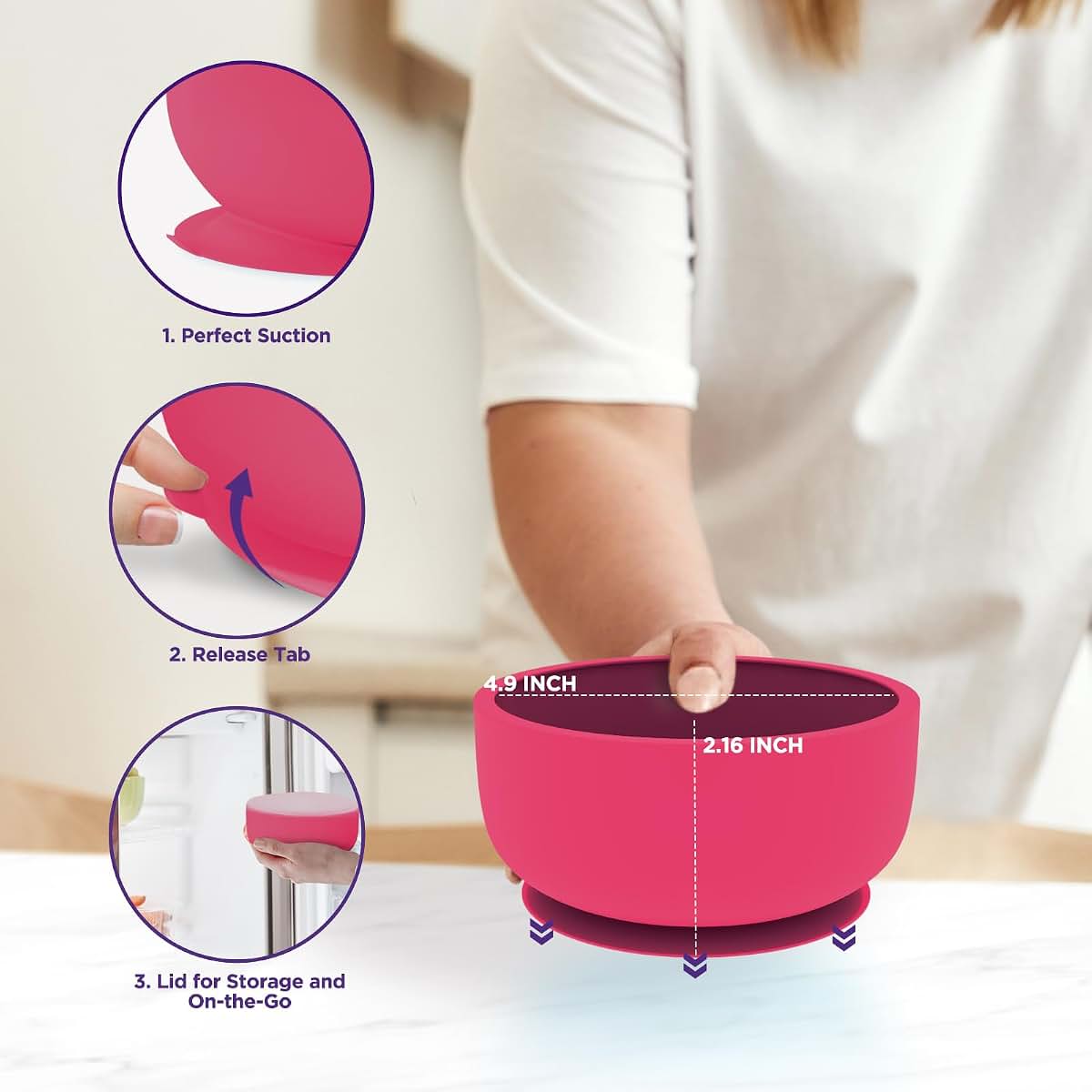 Suction Bowl Set with Lids and Spoons for Baby Feeding
