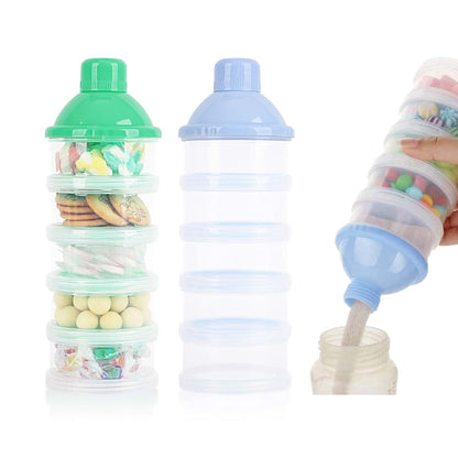 BabyOneStop 2 Pack 5-Layer Baby Milk Powder Dispenser, Portable Formula Container, Blue + Green