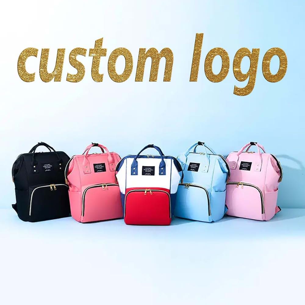 SMALL COLOR Custom Diaper Bag Personalized Diaper Bag Backpack With Insulated Pocket For Women Custom Name (Black) (photo 3)