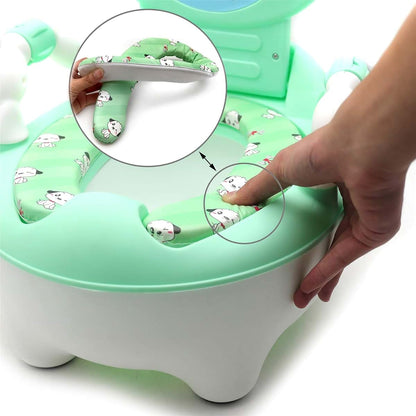 XKMT- Baby Kids Portable Green Bear Portable Potty Training Toilet Seat With Pad Toddler Lovely Toilet Comfortable Soft (photo 2)