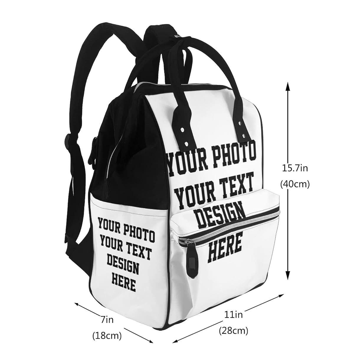 Adaptor Personalized Diaper Bag Custom Diaper Backpack with Picture/Text Waterproof Mummy Backpack for Mom, Outdoor (photo 2)