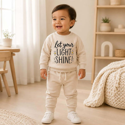 Highly & Fine Organic Cotton Baby & Toddler 2-Piece Outfit Set – “Let Your Light Shine” – Soft French Terry Baby (photo 2)