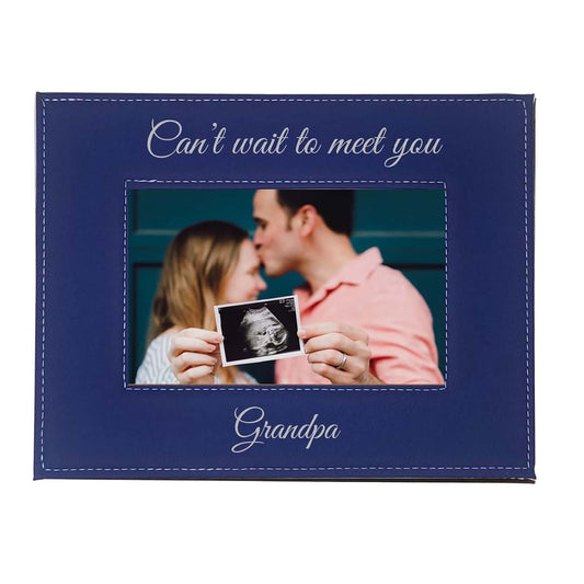 CustomGiftsNow Can't Wait To Meet You Grandpa Faux Leather Picture Frame