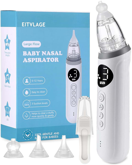 EITVLAGE Baby Nasal Aspirator Electric Nose Sucker for Baby, 3 Adjustable Suctions