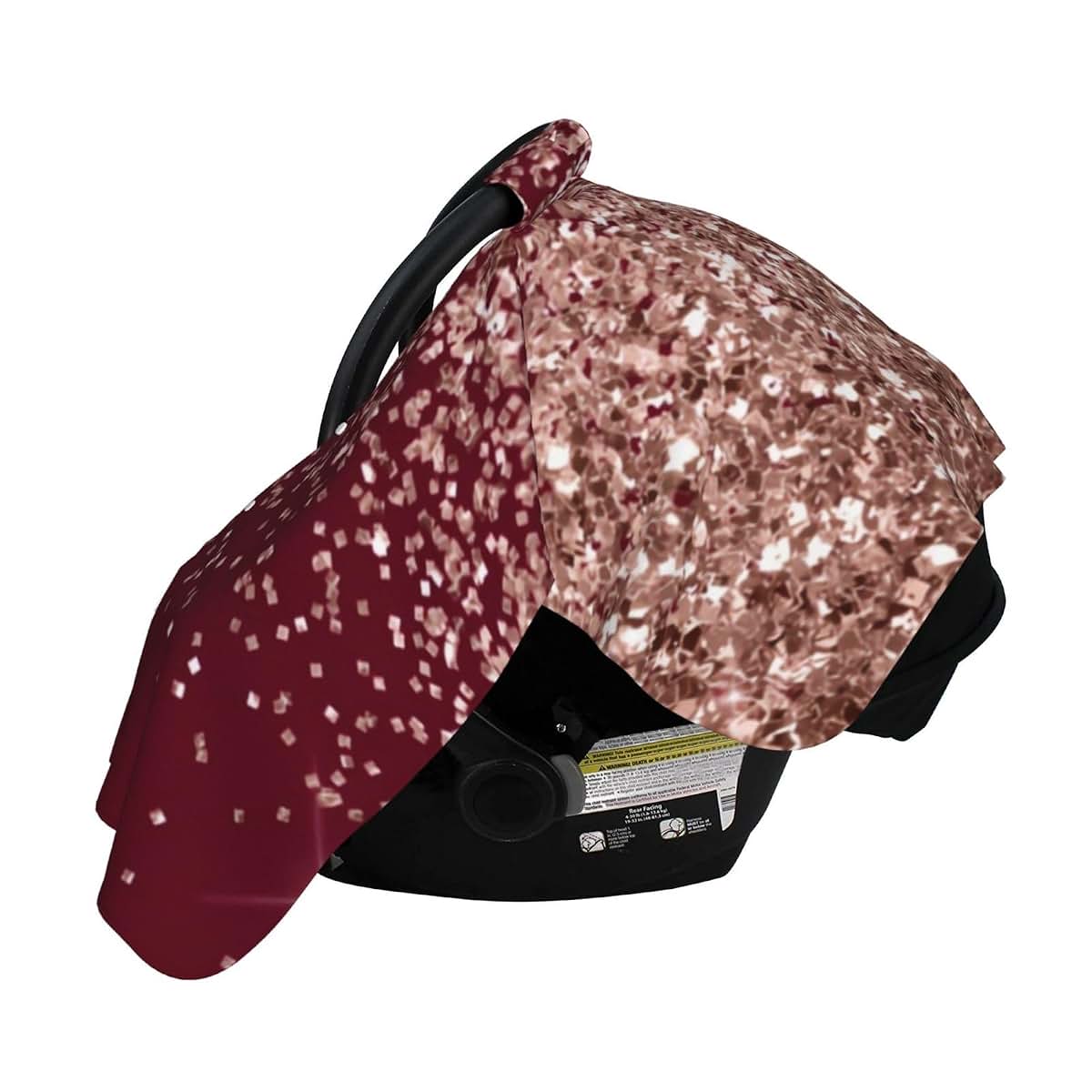 RAAPSBRW Burgundy Rose Gold Blush Pink Glitter Baby Car Seat, Rain Shelter, Multifunctional Nursing Cover for Newborns