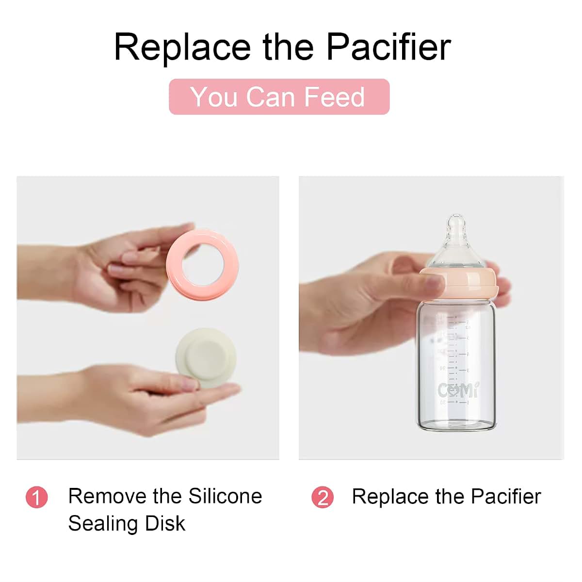 COMI Wide Neck Glass Breastmilk Collection n Storage Bottle, 4 Packs, 6oz with Screw Ring Sealing Disk; Re-markable (photo 4)