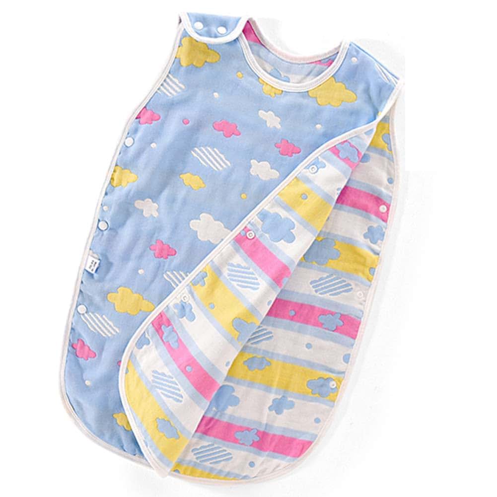 CYUURO Baby Sleeping Bag 4 Layered Cotton Gauze Vest Wearable Blankets Breathable,Cloud Blue,7545cm