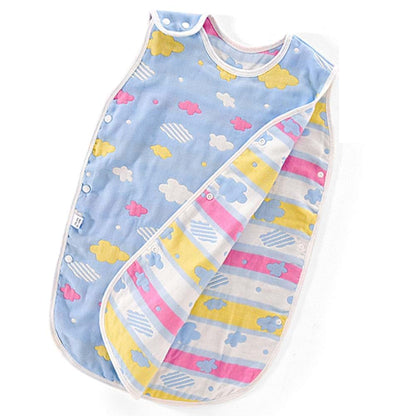 CYUURO Baby Sleeping Bag 4 Layered Cotton Gauze Vest Wearable Blankets Breathable,Cloud Blue,7545cm