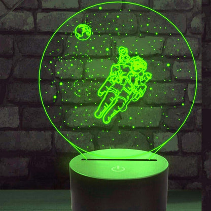 Jinnwell 3D Spaceman Astronaut Night Light Lamp Illusion Led 7 Color Changing Touch Switch Table Desk Decoration Lamps
