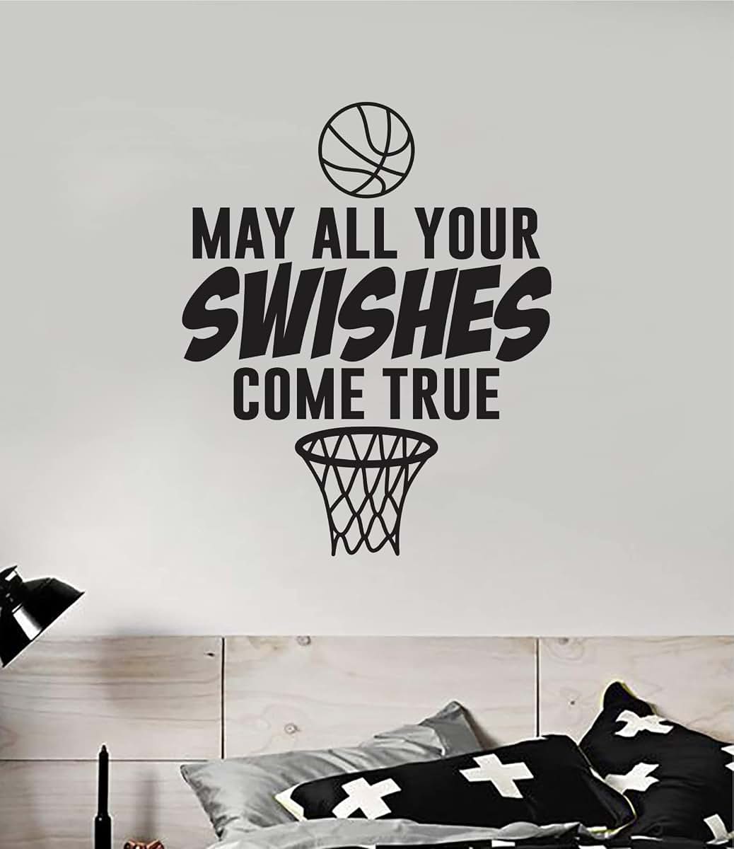 May All Your Swishes Come True Basketball Wall Decal Vinyl Sticker, 28 x 22.5 Inch