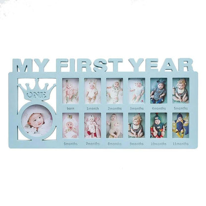 Ter Baby yearly picture frame-my first year baby 12 month photo frame-1st birthday keepsakes (Blue), Z-Keepsake Frames-1
