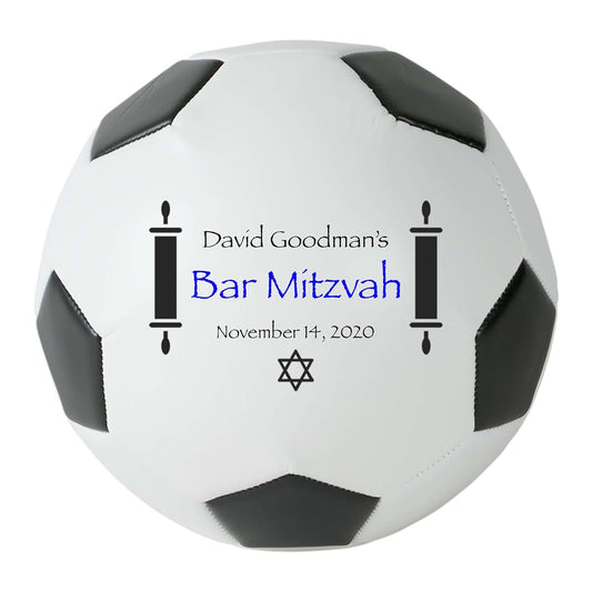 Personalized Sports Balls Bar Mitzvah Soccer Ball With Display Stand