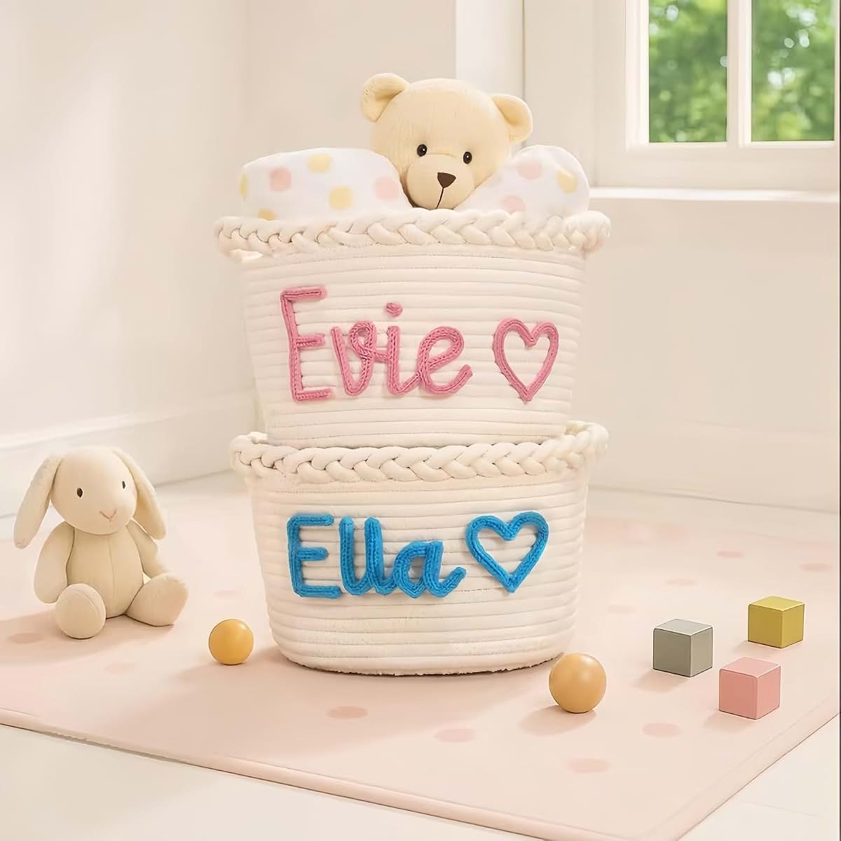ZZBBJLF Personalised Cotton Woven Storage Basket For Kids (photo 2)