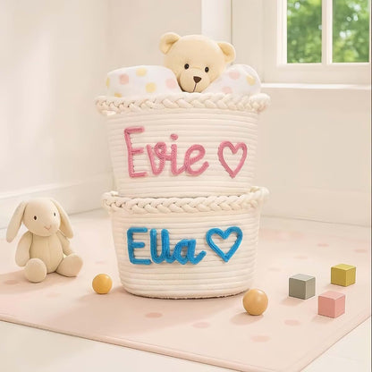 ZZBBJLF Personalised Cotton Woven Storage Basket For Kids (photo 2)