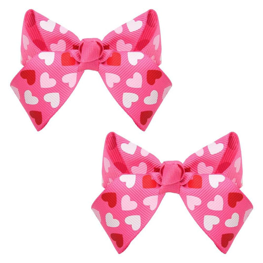 BabyOneStop Heart Hair Clips Pink Valentines Hair Bows For Girls