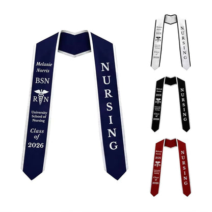 Noni Custom Graduation Nursing Stole, Personalized Grad Sash