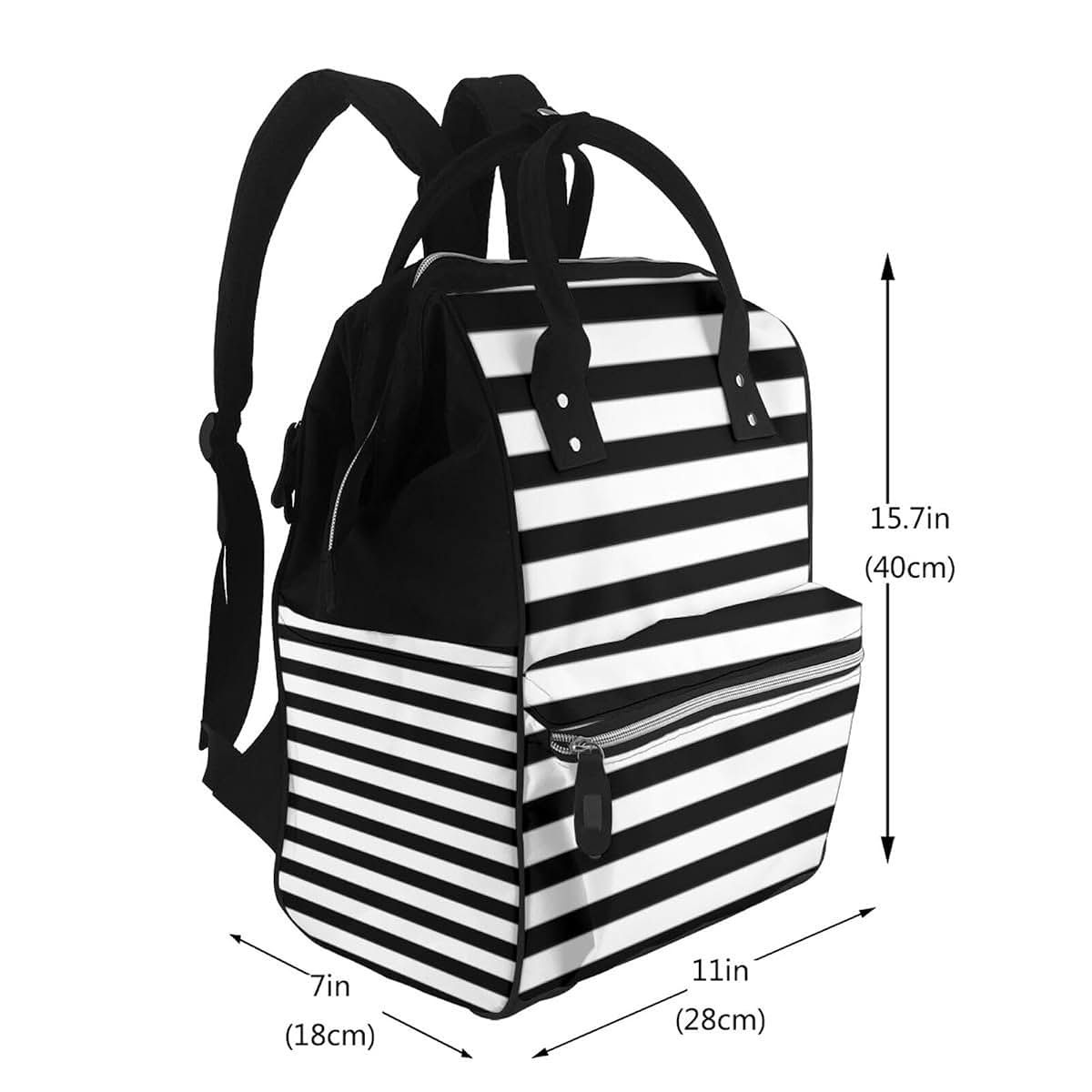 LYPZMET Black And White Stripe Diaper Bag Backpack (photo 2)