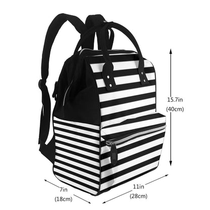 LYPZMET Black And White Stripe Diaper Bag Backpack (photo 2)