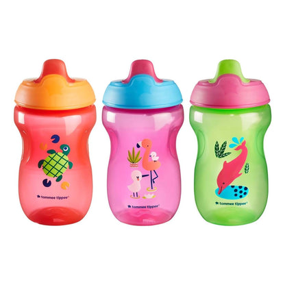 Tommee Tippee Toddler Sippee Spout Cup, 10oz, Pack of 3, 9m+, Red/Purple/Green