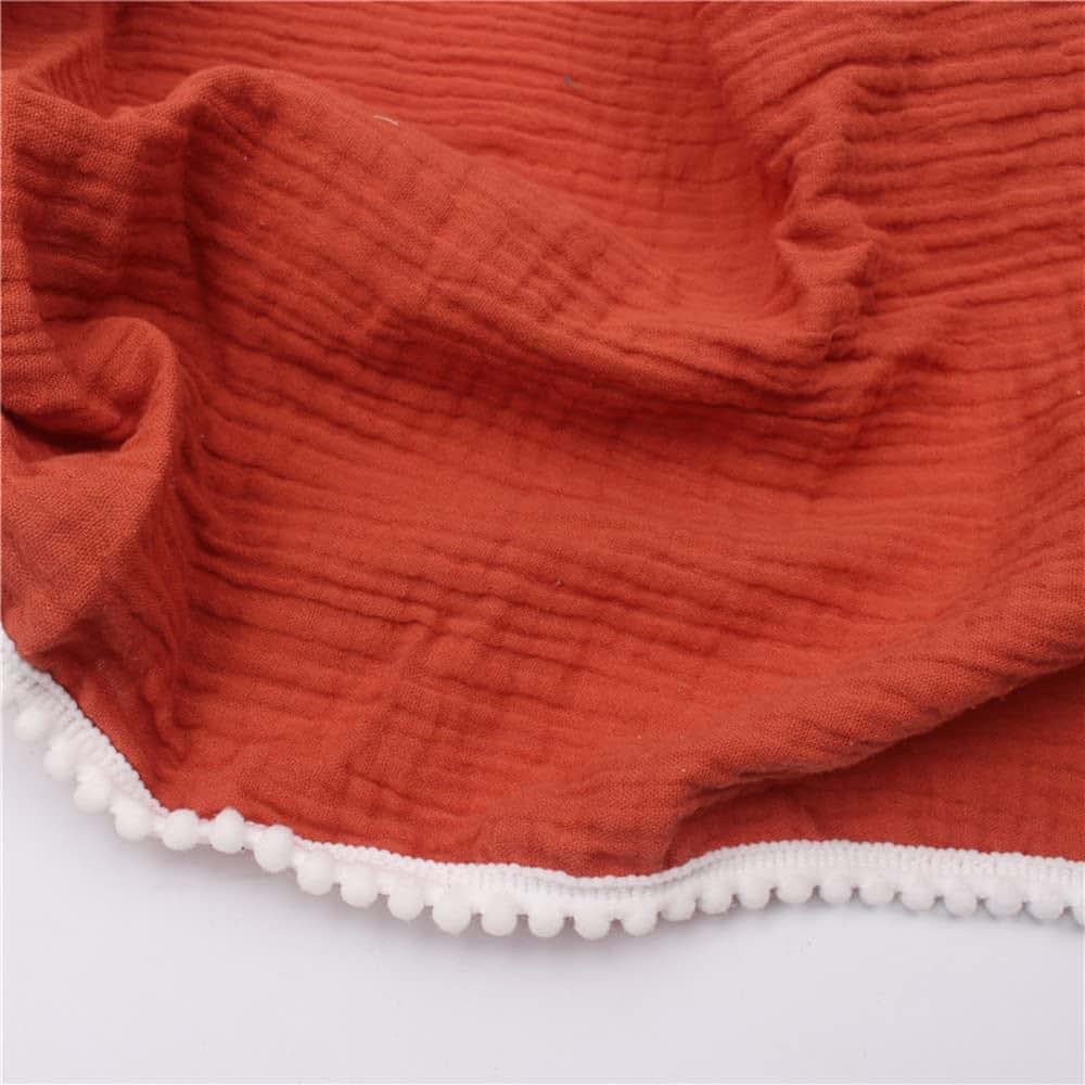 JHION Baby Blanket With Pompom Fringe Cotton Baby Swaddle Blanket (photo 3)