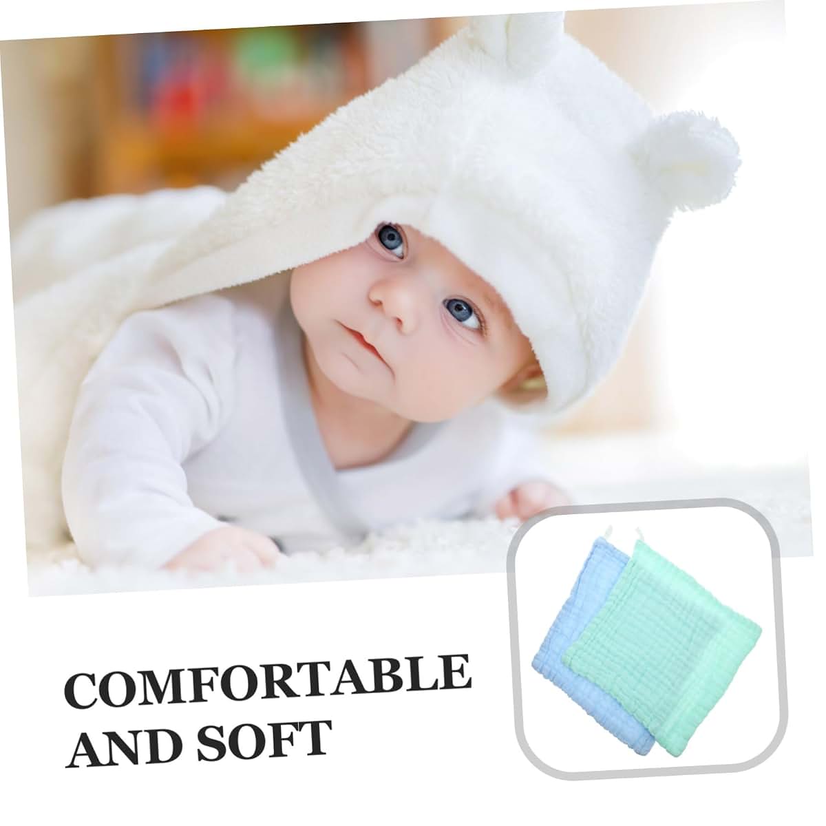 Beatifufu 2-Pack Cotton Burp Cloths & Washcloths for Newborns, Absorbent