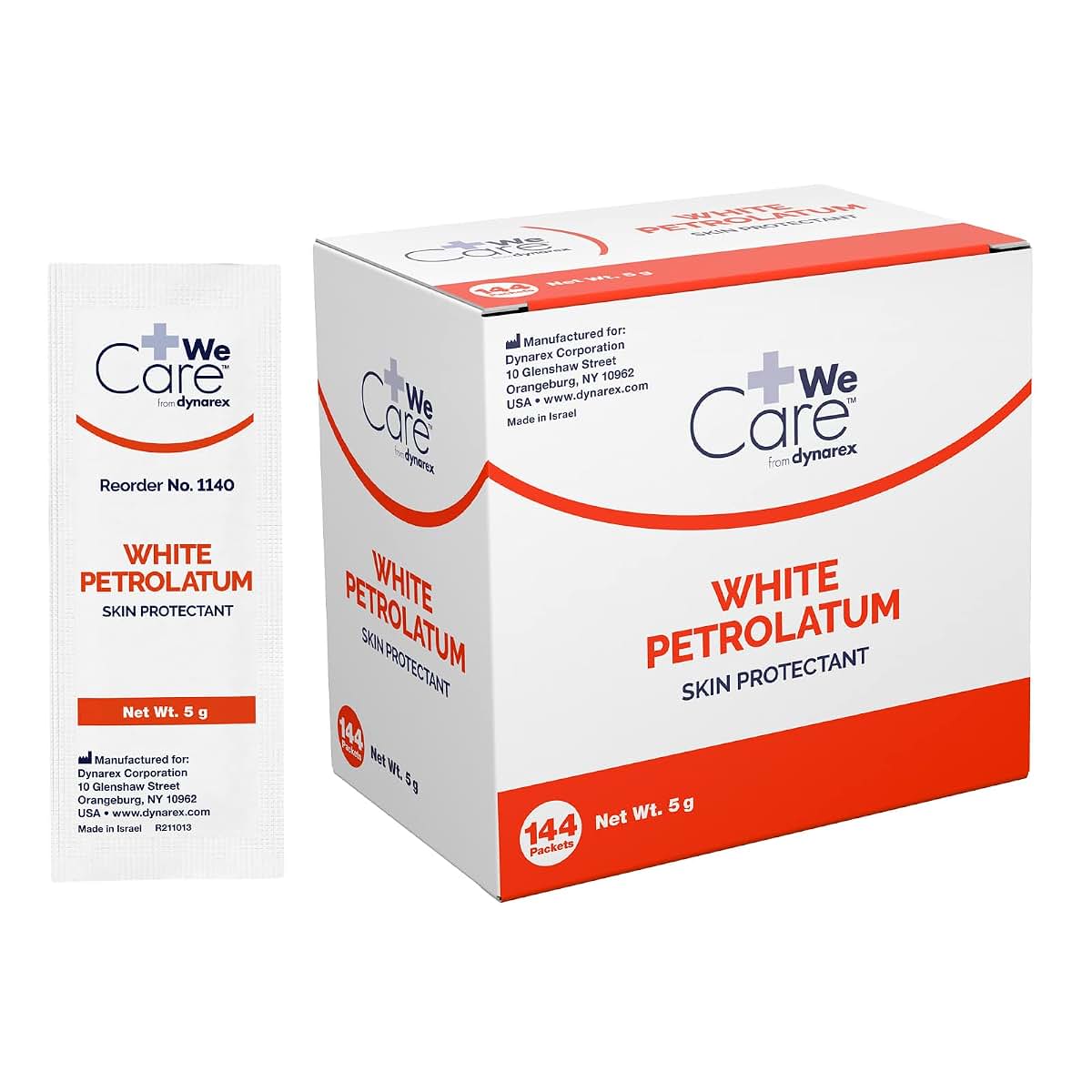 Dynarex White Petrolatum 144 Count 5g Foil Packets Skin Protectant Ointment