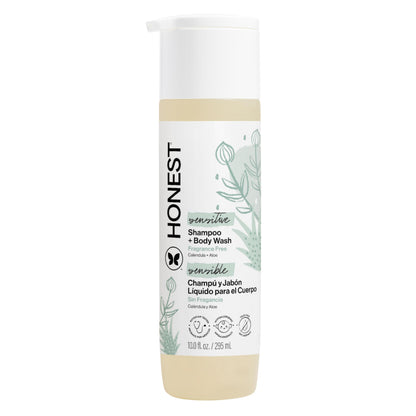 The Honest Company 2-in-1 Baby Shampoo & Body Wash, Fragrance-Free, Tear-Free, Hypoallergenic, Naturally Derived, Sensitive Skin, 10 fl oz