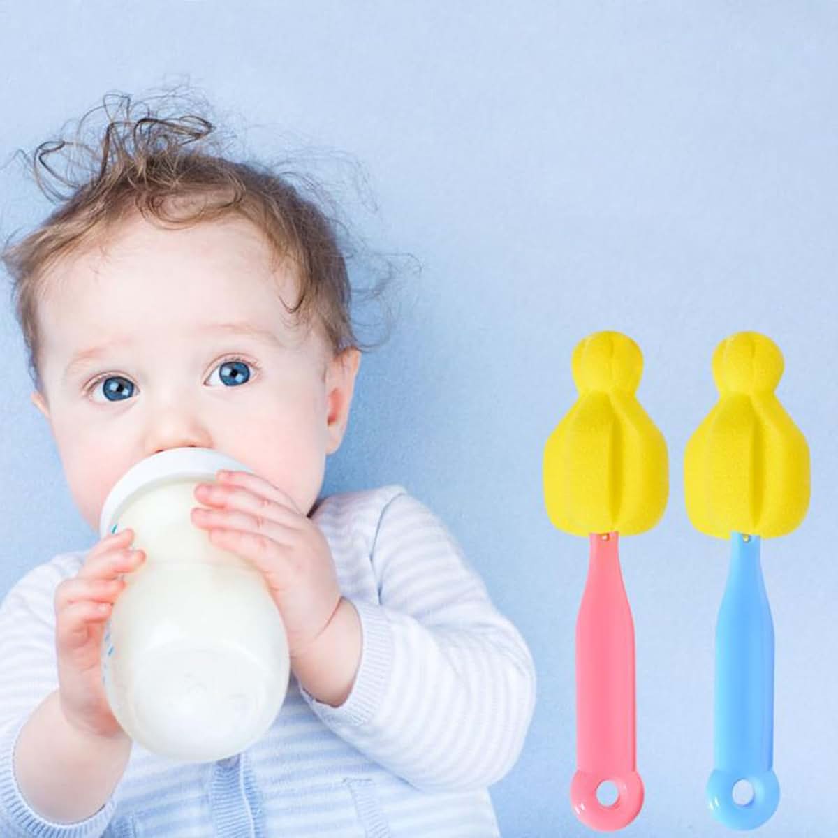 Portable Bottle Nipple Sponge Brush for Baby Water Cups and Bottles