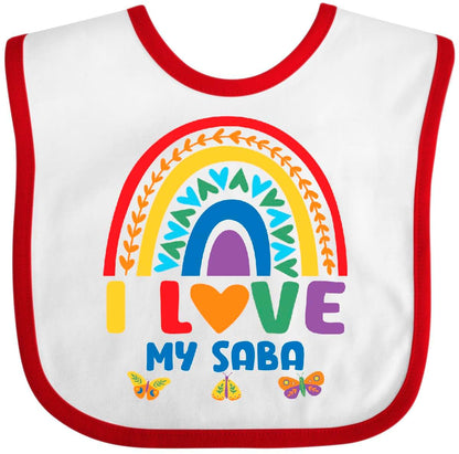 Inktastic I Love My Saba Bright Rainbow Baby Bib