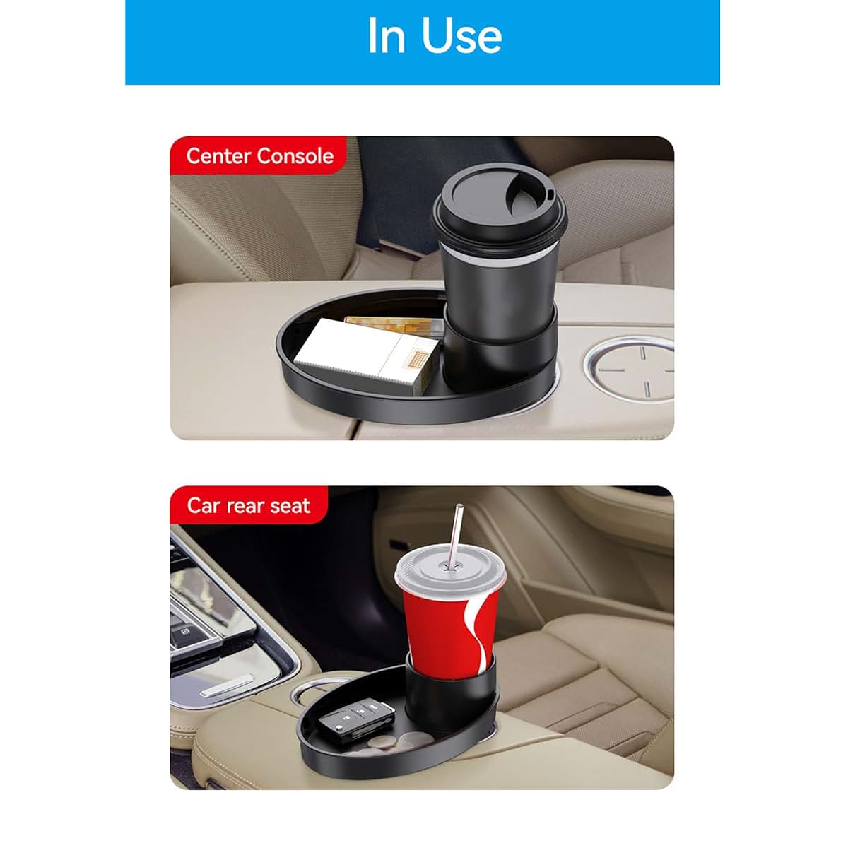 Car Seat Snack Tray for Cup Holders - Portable Travel Accessory