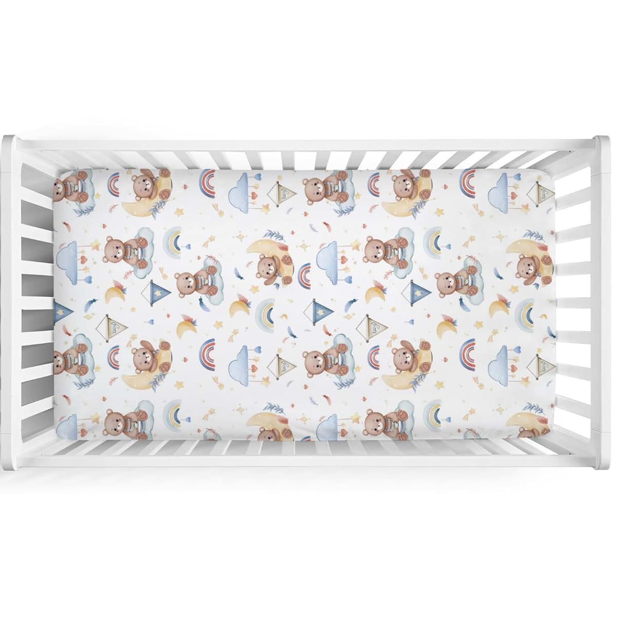 BabyOneStop Cartoon Bear Fitted Crib Mattress Sheet 52x28 Inch