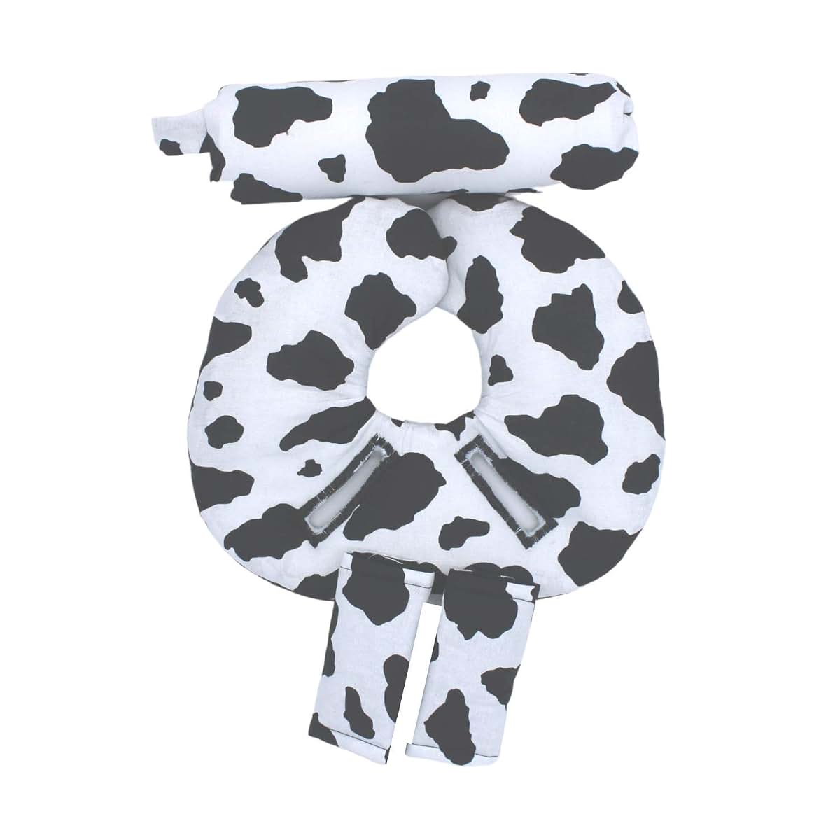 Little Tall Poppy Infant Car Seat Head Support Set, Cow Print, Newborn Head Rest, Baby Strap Covers, Carry Cushion (photo 3)