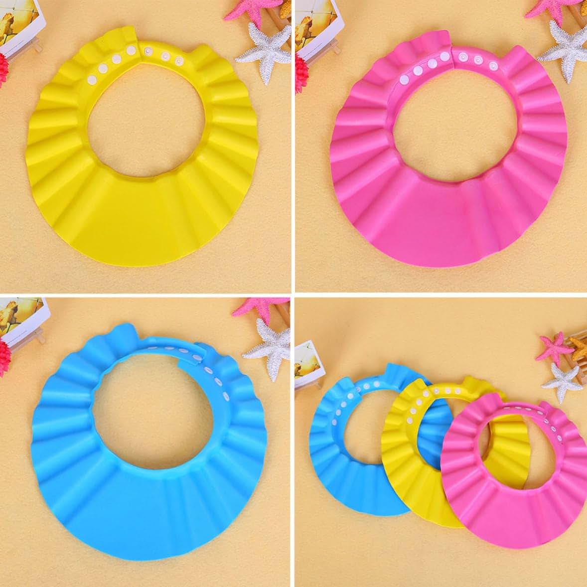 Baby Shower Cap Adjustable Hair Washing Shield For Toddlers Kids 3 Pcs