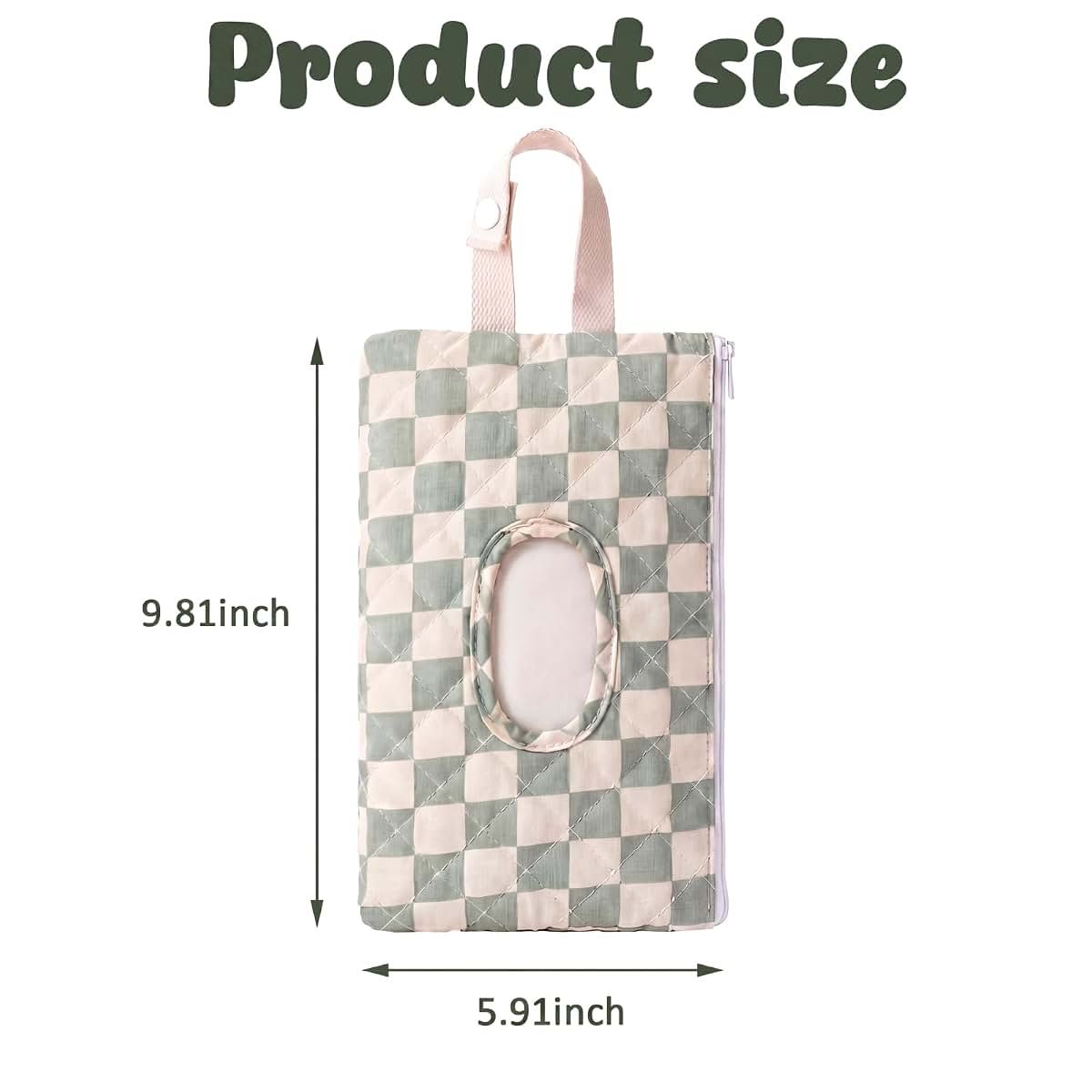 Chicplaid Quilted Wipes Pouch, Green Checkered Fabric Dispenser (photo 2)