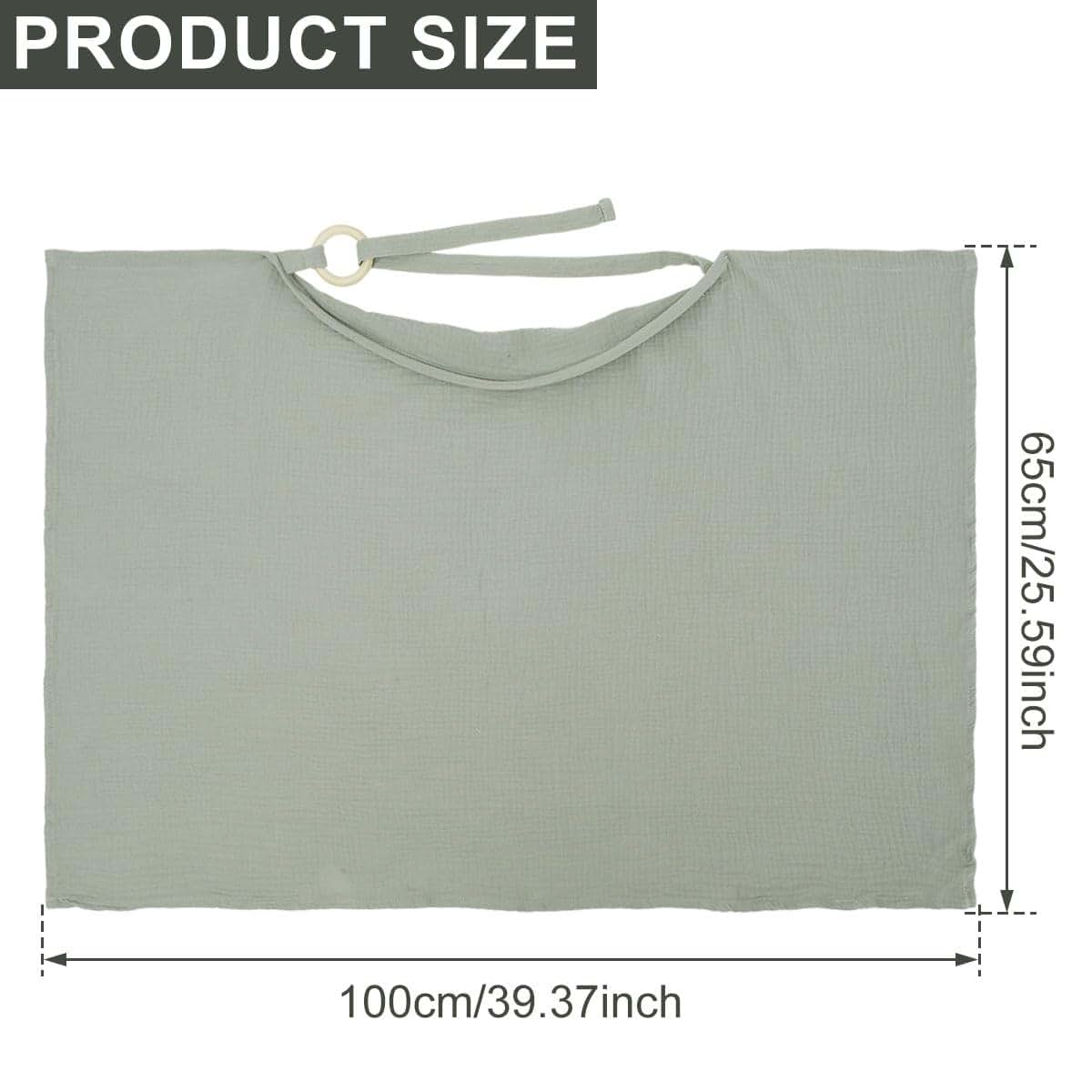 Tcwhniev Cotton Nursing Cover for Breastfeeding Privacy, Lightweight & Portable, 100x65cm Green