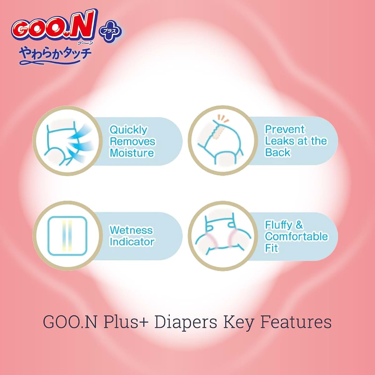 GOO.N Plus+ Newborn Diapers, Size XS, 68 Count, Made in Japan