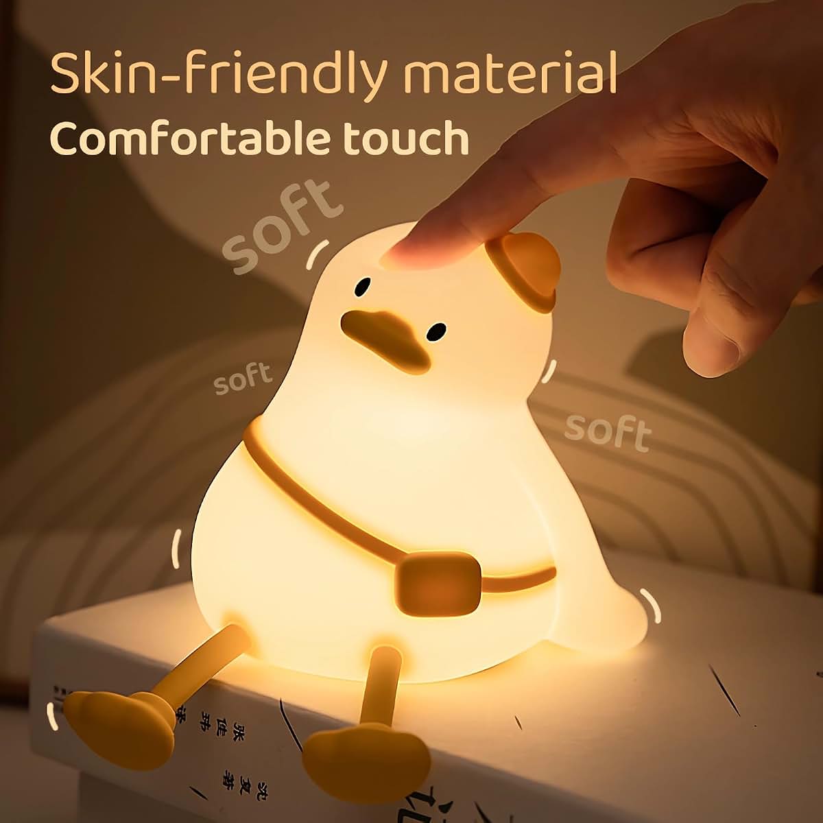 GoFuch Relaxed Duck Night Light | Dimmable USB Rechargeable Lamp