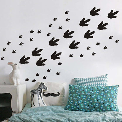 Dinosaur Footprint Wall Decals Set - Removable Vinyl Tracks for Kids Room Decor