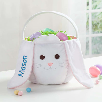 Personalized Planet Personalized White Easter Bunny Bag with Custom Name Embroidered | Plush Easter Bag with Handle