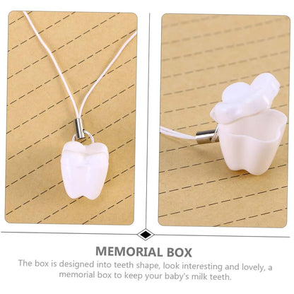 Toyandona 12pcs Plastic Tooth Holder Necklace Set - Teeth Shape White Finish Smooth Surface Keepsake Boxes
