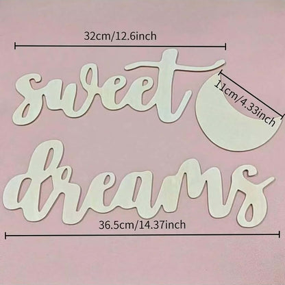 Sweet Dreams Wooden Wall Art Sign for Nursery or Bedroom Decor