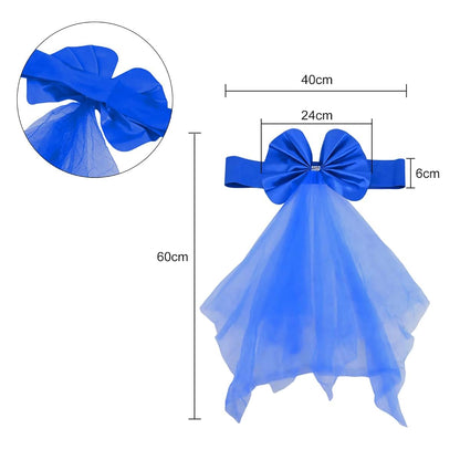 CookiBlend Chair Bows Sashes Elastic Bowknot Chair Bands, Blue