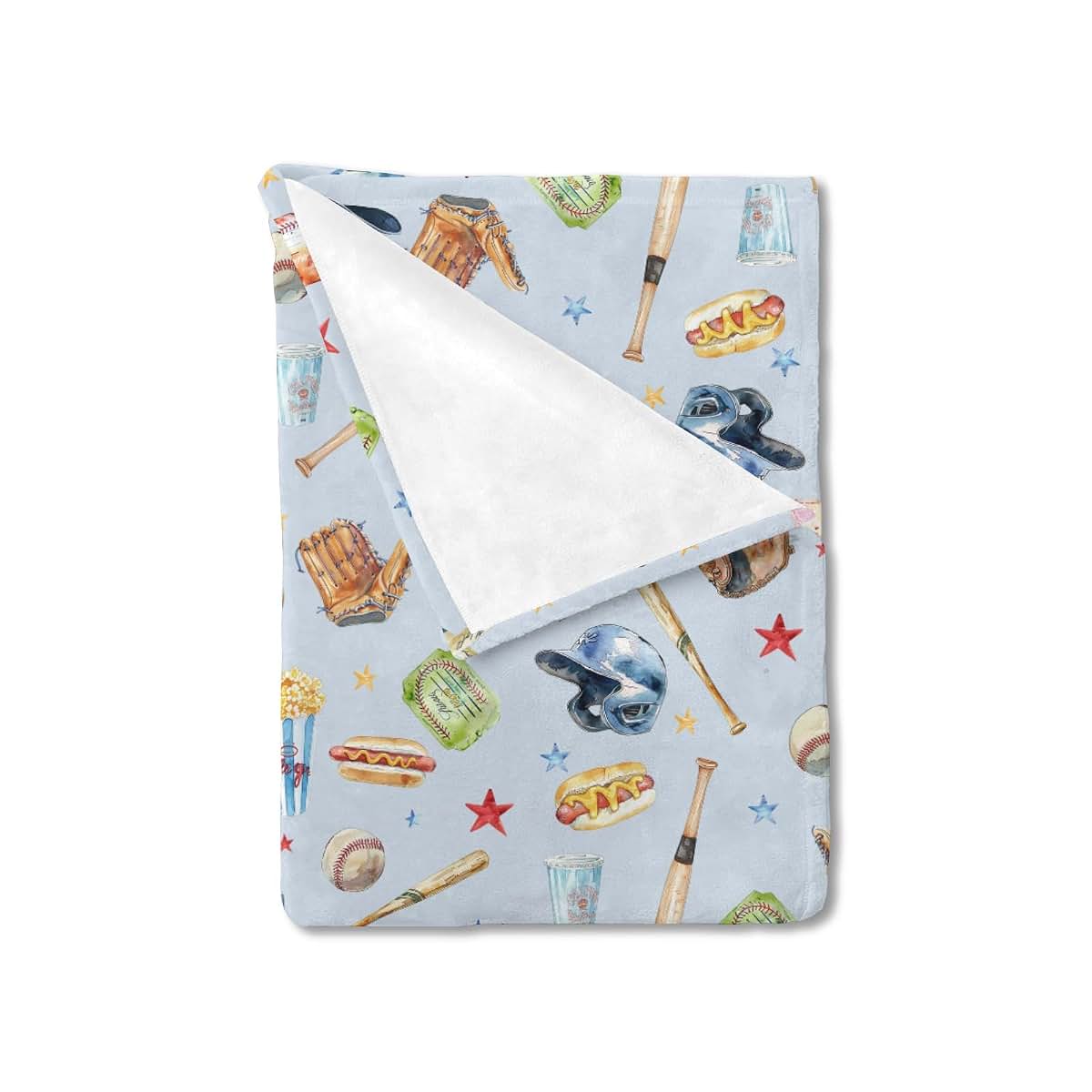 Watercolor Baseball Print Flannel Receiving Blanket for Newborn and Toddler