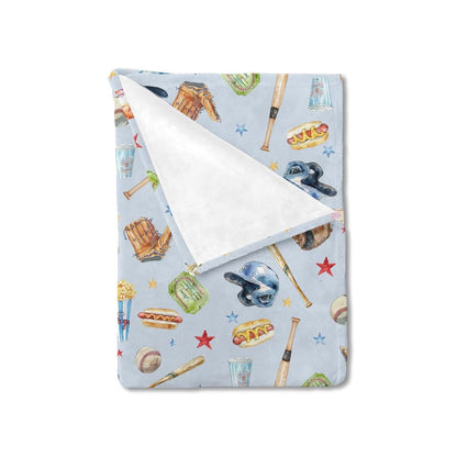 Watercolor Baseball Print Flannel Receiving Blanket for Newborn and Toddler