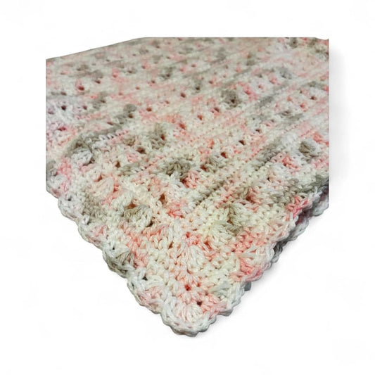 Kim's Crochet Designs Hand Crochet Baby Girl Blanket, Pink And Gray