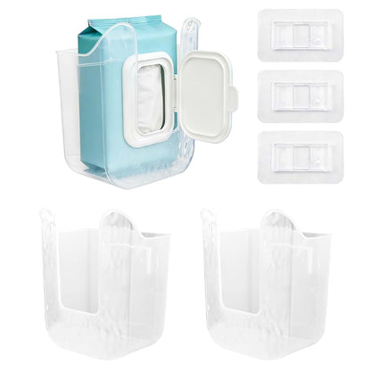 Clear Wall-Mounted Wipes Dispenser Holder Set for Bathroom and Kitchen