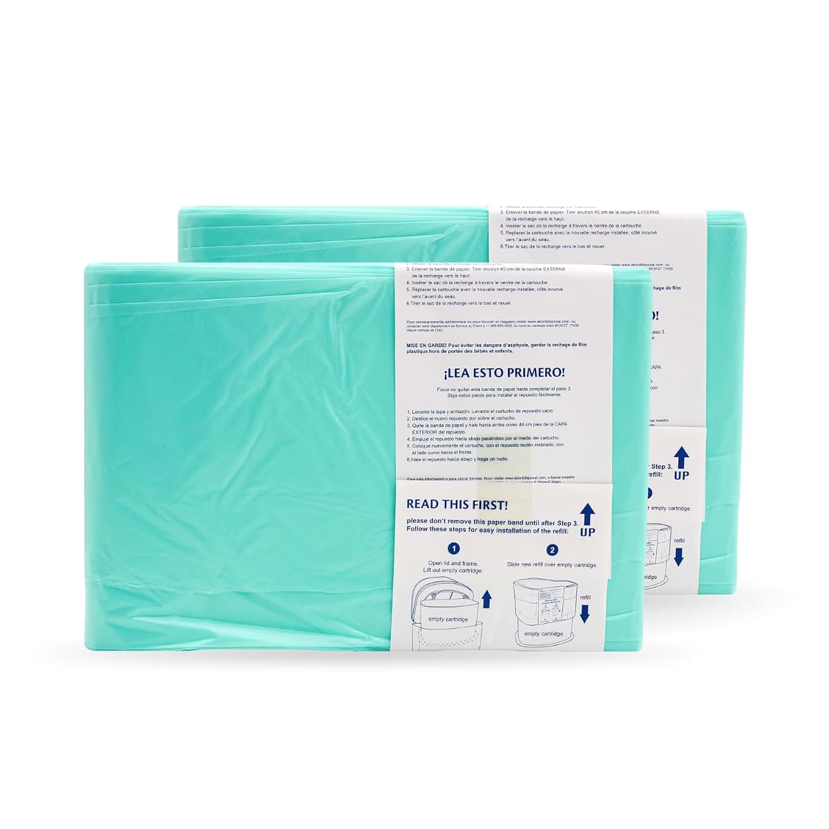 Janibell Akord Slim Adult Diaper Pail Refill Liners, 2 Count, Odor Locking, Fits Akord 280