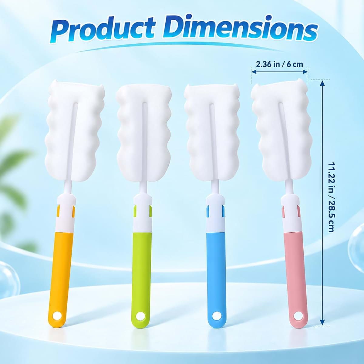 Falzqq 4Pcs Baby Bottle Brush Set With Soft Sponge Head (photo 2)