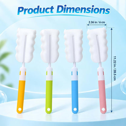 Falzqq 4Pcs Baby Bottle Brush Set With Soft Sponge Head (photo 2)