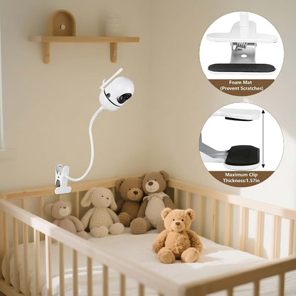 BabyOneStop Baby Monitor Clip Mount for HelloBaby & ANMEATE, Adjustable Gooseneck, No Drilling